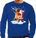 Bellatio Decorations Shoppartners Bv Grote maten foute kersttrui / sweater dronken kerstman en rendier Rudolf - blauw voor heren - Kersttruien / Kerst outfit XXXXL