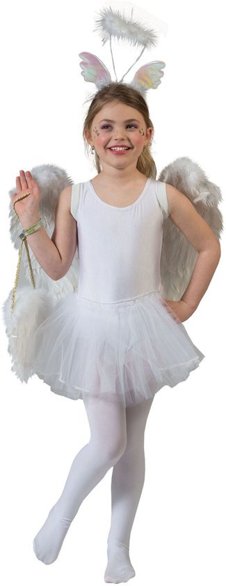 Funny Fashion Dans & Entertainment Kostuum Witte Ballerina Belicia Meisje Maat 104 Carnaval kostuum Verkleedkleding