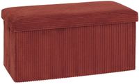 Atmosphera Hocker / Poef Ribcord - opvouwbaar - donkerrood - MDF/polyester - 76x38cm- opbergruimte - extra zitplaatsen - 2persoons