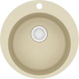vidaXL Gootsteen enkele bak rond graniet beige