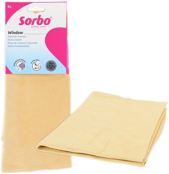 Sorbo Natuurzeem XL - 38x59 cm - Echt Schapenleer - Superieure Absorptie voor Streeploze Reiniging