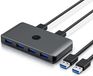 Primewire KVM-switch, USB 3.2 Gen1, commutateur pour 2 ordinateurs vers 4 appareils, vitesse de transfert de données 5 Gbit/s, boîtier en aluminium avec LED d'état, y compris 2 câbles de connexion, commutateur USB, noir