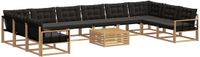 vidaXL - Dining loungeset - Acacia hout - Wit en zwart