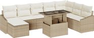 vidaXL Canapé 9 pièces Beige et crème poly rotin