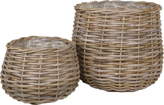 House Collection Plantenmand Set Magnar - Rotan - Beige - 38 cm