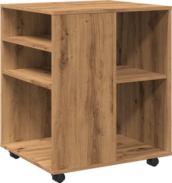 vidaXL Rolkast 60x53x72 cm bewerkt hout artisanaal eikenkleurig