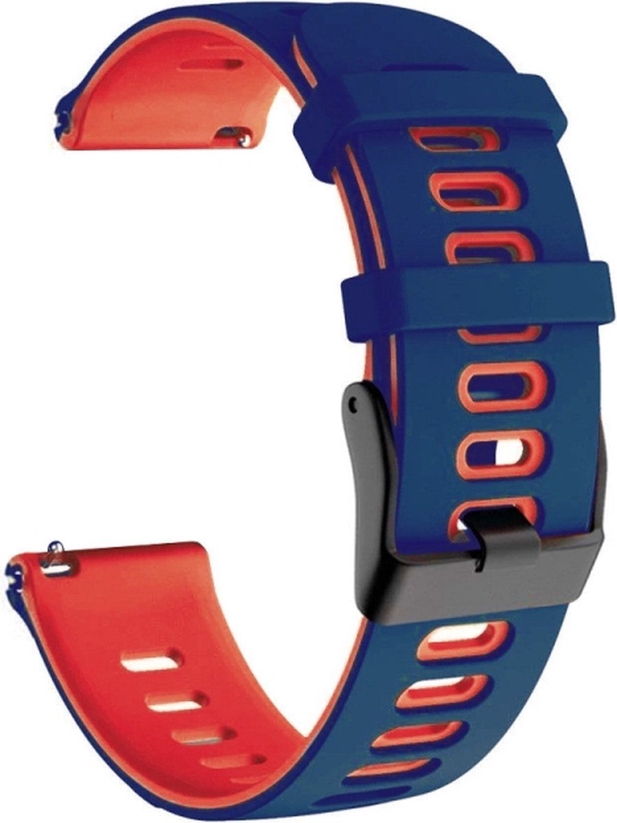 Intercella Siliconen bandje - geschikt voor Samsung Gear S3/Gear S4/Galaxy Watch 3 45 mm/Galaxy Watch 46 mm - donkerblauw-rood