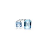 Swarovski Millenia open ring, Octagon-slijpvorm, Blauw, Rodium toplaag
