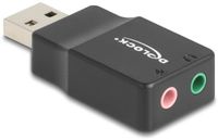 Delock External USB Sound Card with USB-A male to 2 x 3.5 mm Stereo jack Plug & Play audio adapter black