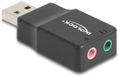 Delock External USB Sound Card with USB-A male to 2 x 3.5 mm Stereo jack Plug & Play audio adapter black