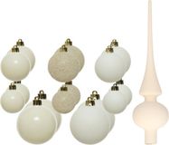 Decoris Kunststof Kerstballen Set - Wol Wit - 27 stuks