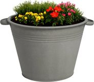 Mega Collections Farmer plantenpot/bloempot - zink - donkergrijs - D35 x H25 cm