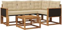 vidaXL Hoek loungeset 5-delig Acaciahout Natuurlijk en Beige