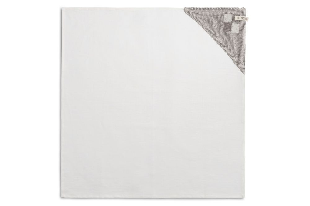 Knit Factory Theedoek Grote Blok Ecru/Taupe