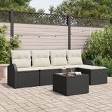 vidaXL Bank loungeset 6-delig Zwart en wit Polyrattan