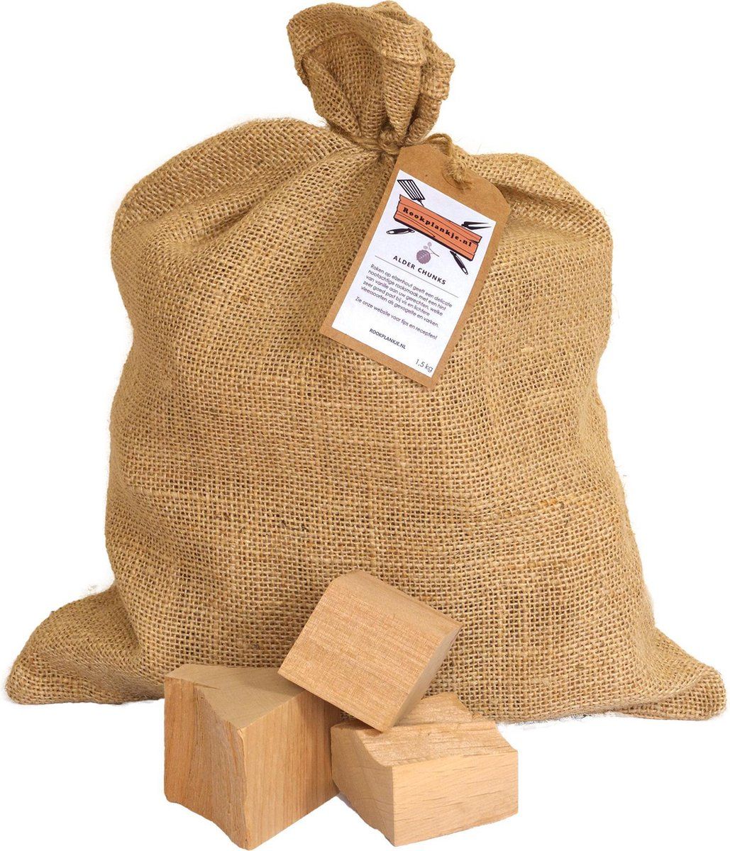 Rookplankje.nl Elzen Chunks 1,5kg | BBQ Rookhout | Hout