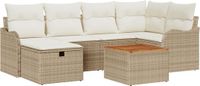 vidaXL Tuinbank Set Beige Polyrattan 2-zits