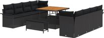 vidaXL Banc de jardin - Set - 11 - pièces - Noir - poly - rotin