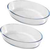 Chef Traiteur Ovenschaal van borosilicaat glas - 2x - ovaal - 0.7 Liter - 21 x 14 x 5 cm