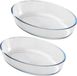 Chef Traiteur Ovenschaal van borosilicaat glas - 2x - ovaal - 0.7 Liter - 21 x 14 x 5 cm