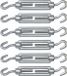 AMIG Spanschroeven/draadspanner met haak/haak - 6x - 11cm - verzinkt staal - 120kg - M6 schroefdraad