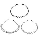 3 stuks haarbanden voor dames en heren, zigzag, golf, zwart, lente, haarband voor outdoor, sport, yoga, fitness