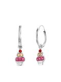 Lucardi Kinder Zilveren kinderoorbellen hanger cupcake kristal