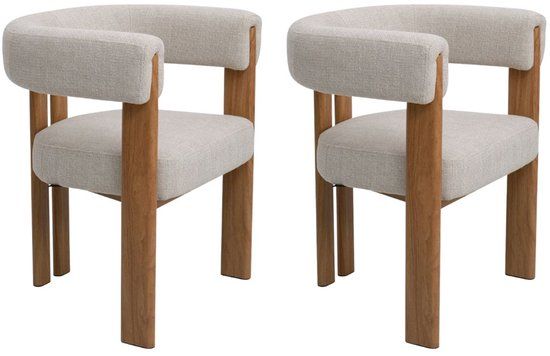 DÉJA Living Eetkamerstoel Aragon - Beige/Naturel - Set van 2