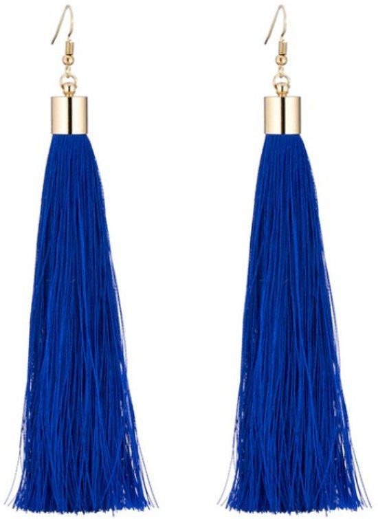 Fako Bijoux® - Oorbellen - Kwast XL - Donkerblauw