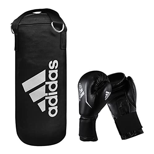 Adidas Unisex Jeugd Youth Bokset, Zwart, Bokszak: 75 x 30 cm Bokshandschoenen 8 oz