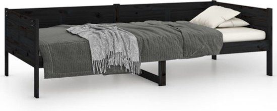 vidaXL Slaapbank massief grenenhout zwart 90x190 cm