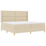 vidaXL Boxspringbed met hoofdeinde, crème kleur, 200 x 200 cm, stof