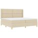 vidaXL Boxspringbed met hoofdeinde, crème kleur, 200 x 200 cm, stof