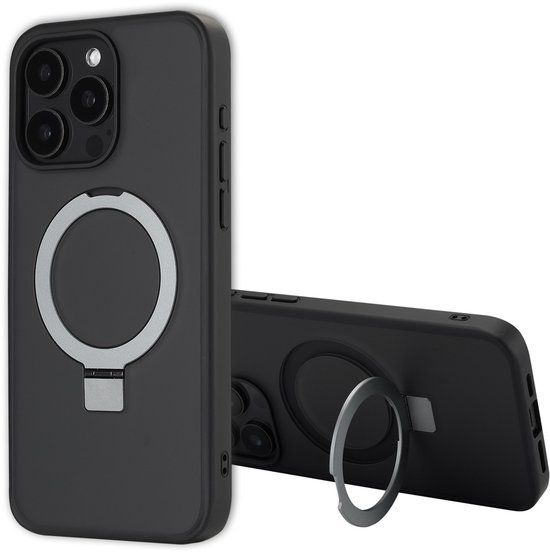 Accezz Ring Stand Backcover met MagSafe voor de Apple iPhone 15 Pro Max - Zwart