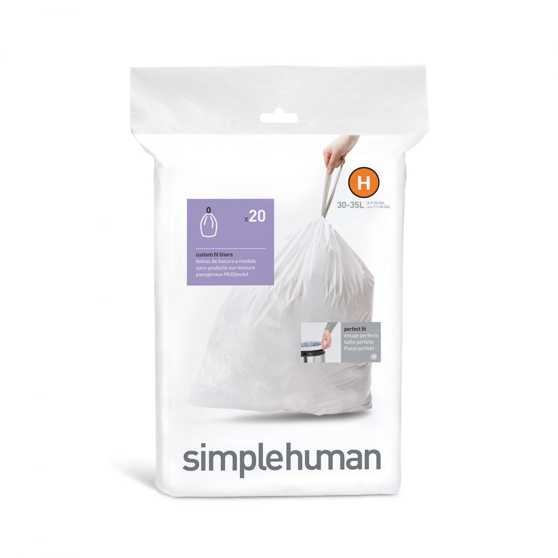 simplehuman CW0168 Afvalzakken - 30 liter - Wit - 20 stuks