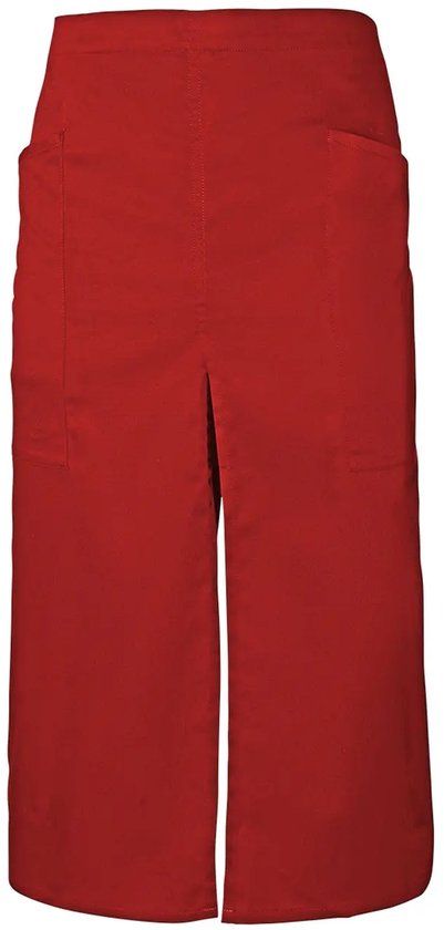 Velilla Lange schort met opening en zakken, rood, één maat