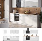 Vicco Complete keukeneenheid Fame-Line, Wit Hoogglans/Wit, 280 cm, WB Antraciet