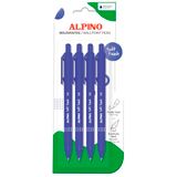 Alpino Soft-Touch-balpen, blauwe inkt, zacht en vloeiend schrijven met antislip grip, 1 mm punt, ergonomische pennen met zacht gevoel, hoogwaardige inkt