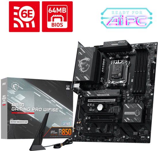 MSI B850 GAMING PRO WIFI6E - Moederbord ATX - Socket AM5 - AMD B850 - DDR5