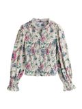 Next - Dames - Gesmokte blouse met knoop aan de voorkant en lange mouwen - Crème