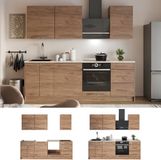 Vicco Complete keukeneenheid Fame-Line, Goudkleurig Eiken/Goudkleurig Eiken, 230 cm, WB Marmer