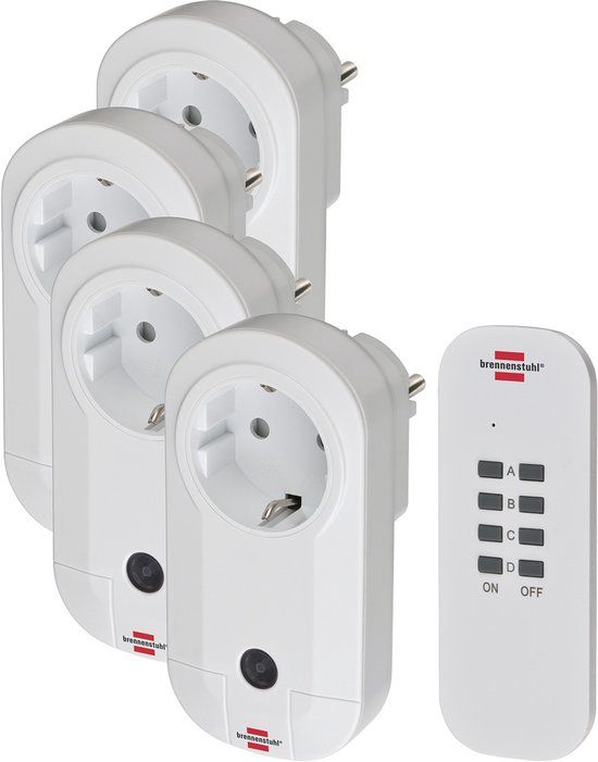 Brennenstuhl Draadloze Schakelaarset RC CE1 - Set van 4 Stopcontacten - Wit