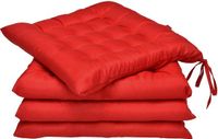 Beautissu Lea – Stoelkussens Eetkamer 40x40 cm – Set van 4 Zitkussen met Lint Rood