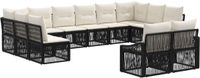 vidaXL Tuinbank - Set - 12 zitplekken - Zwart - Polyrattan