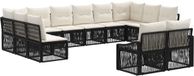vidaXL Tuinbank - Set - 12 zitplekken - Zwart - Polyrattan