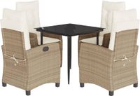 vidaXL 5-delige tuinset met kussens, beige, polyrotan