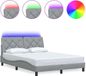 vidaXL Bedframe met LED zonder matras, stof, 140x190 cm, lichtgrijs