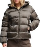 Superdry Hooded Shine Puffer Veste Femme XL (42) Vert Kaki Foncé Polyester/Polyamide Imperméable