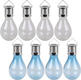 Sunnydays Solar Solar sfeer tuin hanglamp - 8x stuks - blauw en wit - kunststof - 15 cm