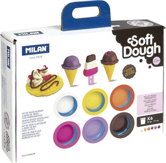 MILAN - Plasticine Set - Ice Cream and Waffles - 6 x 59g - Soft - Multicolor